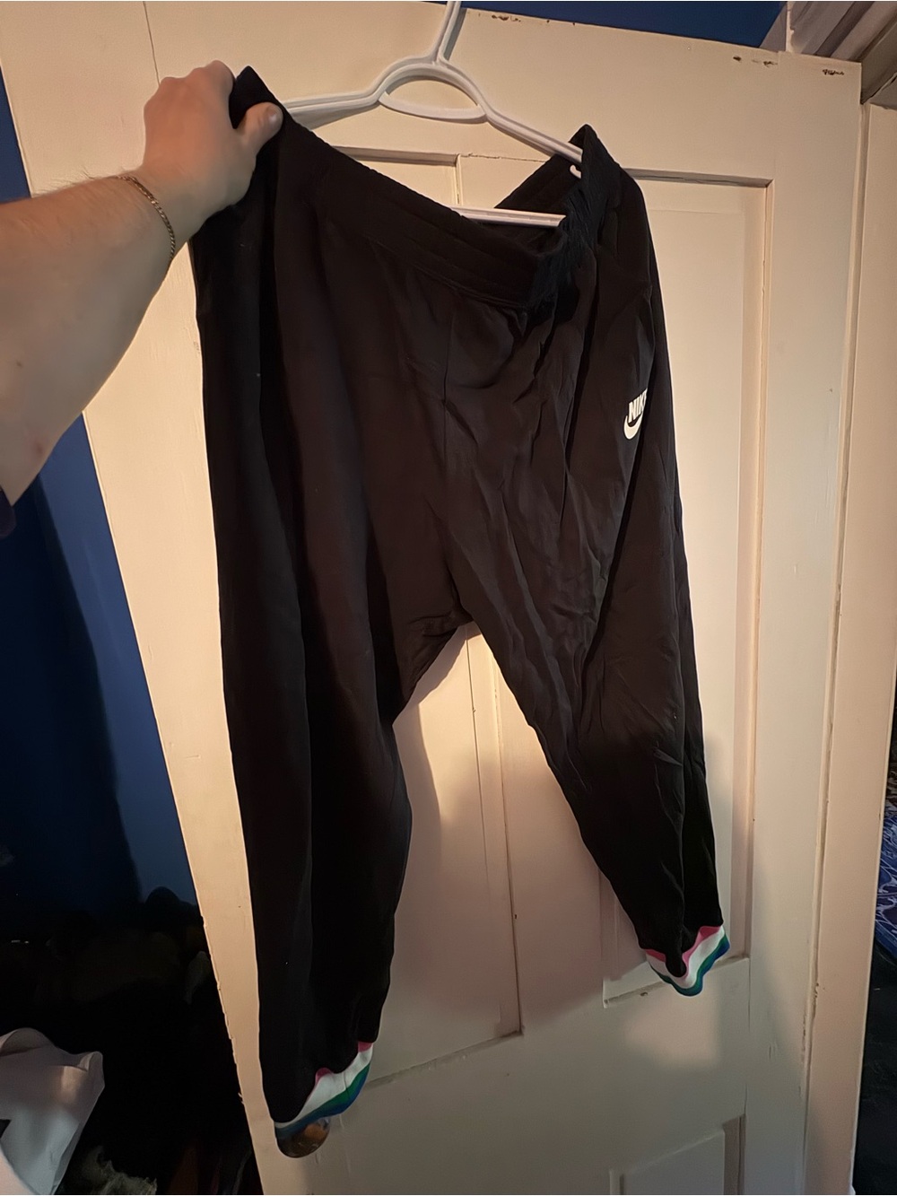 Nike Black Joggers with Rainbow Trim